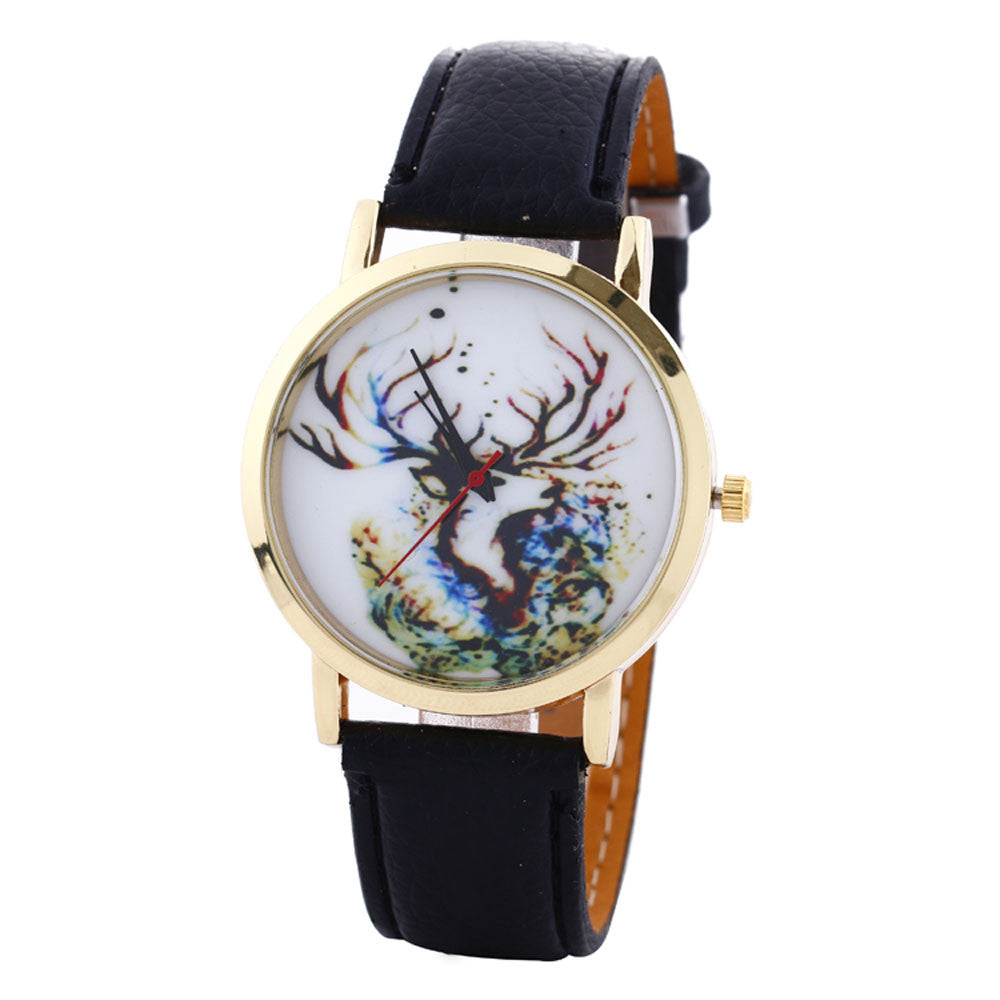 Women Men Fashion PU Leather Band Analog Quartz Vogue Wrist Watches Watch