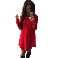 Womens Dresses Ladies Loose Knitted Sweater Jumper Pullover Knitwear Sexy Dress moda mujer