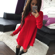 Womens Dresses Ladies Loose Knitted Sweater Jumper Pullover Knitwear Sexy Dress moda mujer