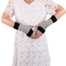 Patchwork Hand Long Mitten Gloves Women Knitted Wrist Arm Fingerless Gloves Unisex Soft Keep Warm