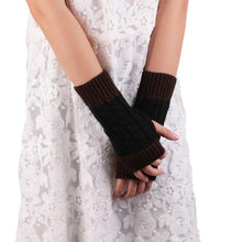Patchwork Hand Long Mitten Gloves Women Knitted Wrist Arm Fingerless Gloves Unisex Soft Keep Warm