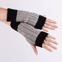 Patchwork Hand Long Mitten Gloves Women Knitted Wrist Arm Fingerless Gloves Unisex Soft Keep Warm