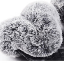 Warm And Elegant Women Full Finger Leather Warm Cashmere Gloves Mittens Screen