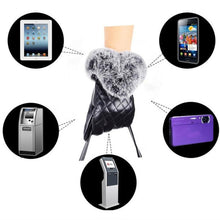 Warm And Elegant Women Full Finger Leather Warm Cashmere Gloves Mittens Screen