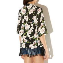 Women Chiffon Kimono Cardigan Tassel Regular Floral Print Blouse/Mujer Ropa Camisas Femininas