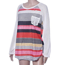 Women Raglans Baseball T Shirt Lace Pocket Slogan Tee Shirts Fashion Stripe Long Sleeve Boho Style Tops