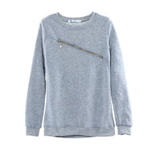 Women Sexy Zipper Leisure Round Neck Sweater Fleece T-shirt and Trousers Two Pieces Suit Cloth