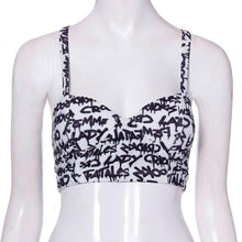 Women Sexy Backless Halter Letter Printed Tops Padded Strapless Crop Top Bra Cami Bralette Tank Tops Shirt