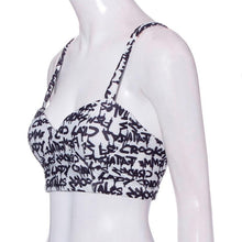 Women Sexy Backless Halter Letter Printed Tops Padded Strapless Crop Top Bra Cami Bralette Tank Tops Shirt
