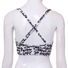 Women Sexy Backless Halter Letter Printed Tops Padded Strapless Crop Top Bra Cami Bralette Tank Tops Shirt