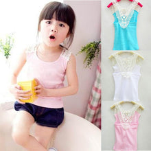 Kids Girls Crochet Hollow Out Floral Tops T Shirts Vest T-shirts Candy Color 0-3Y