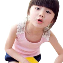 Kids Girls Crochet Hollow Out Floral Tops T Shirts Vest T-shirts Candy Color 0-3Y