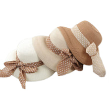 Korea Women Big Bowknot Straw Hat Travel Panama Cap Beach Hat Fedora UV Hats