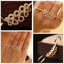 Korean  Rings Double Refers Opening Personalized Ring Crystal Flower Ring