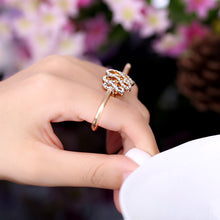 Korean  Rings Double Refers Opening Personalized Ring Crystal Flower Ring