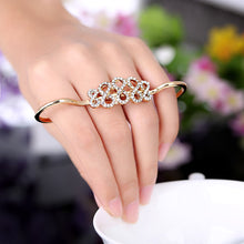Korean  Rings Double Refers Opening Personalized Ring Crystal Flower Ring