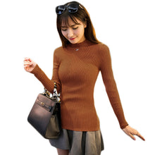 Korean Fashion Women Basic Knitted Sweater Striped Turtle Neck Long Sleeve Stretchy Elegant Pullover Top Bodycon Ribbed Knitwear