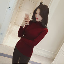 Korean Fashion Women Basic Knitted Sweater Striped Turtle Neck Long Sleeve Stretchy Elegant Pullover Top Bodycon Ribbed Knitwear