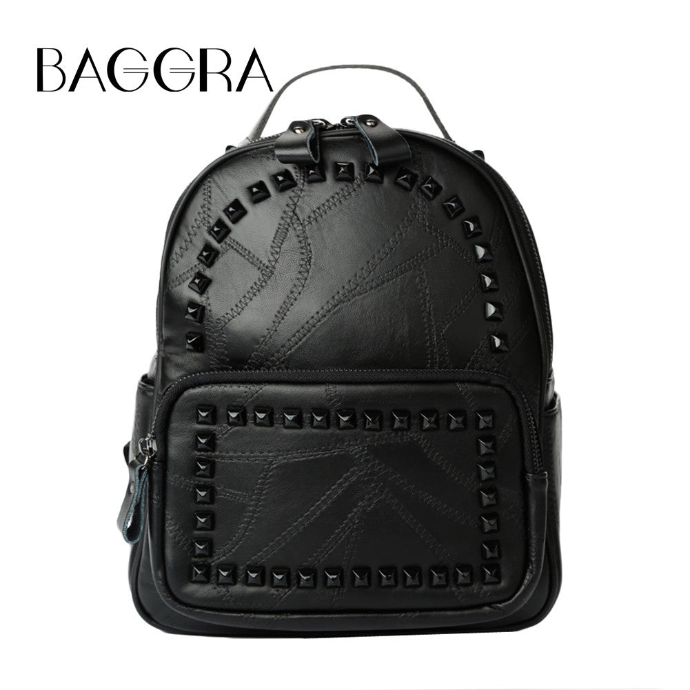 Korean Women PU Leather Backpack Rivet Preppy School Bags For Teenage Girls Vintage Rugzak Ladies Bag Mochila Feminina