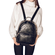 Korean Women PU Leather Backpack Rivet Preppy School Bags For Teenage Girls Vintage Rugzak Ladies Bag Mochila Feminina