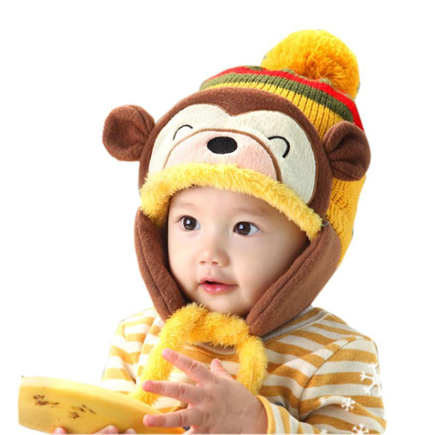 Lovely kids baby Hat Fashion Warm Kid Baby Girl Boy Ear Thick Knit Beanie Cap Hat Baby Beanies Accessories