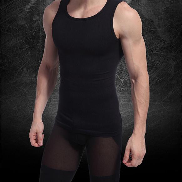 Men Muscle Fitted Body Shaper Boy Tight Stretch Vest Shirt Shapewear Casual Slimming Underwear