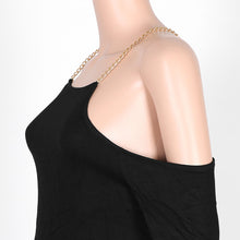 Metal Chain Off Shoulder T shirt Women Sexy Top tshirt Women Black Cotton Strap Tee Shirt Femme Plus Size Women's T shirt