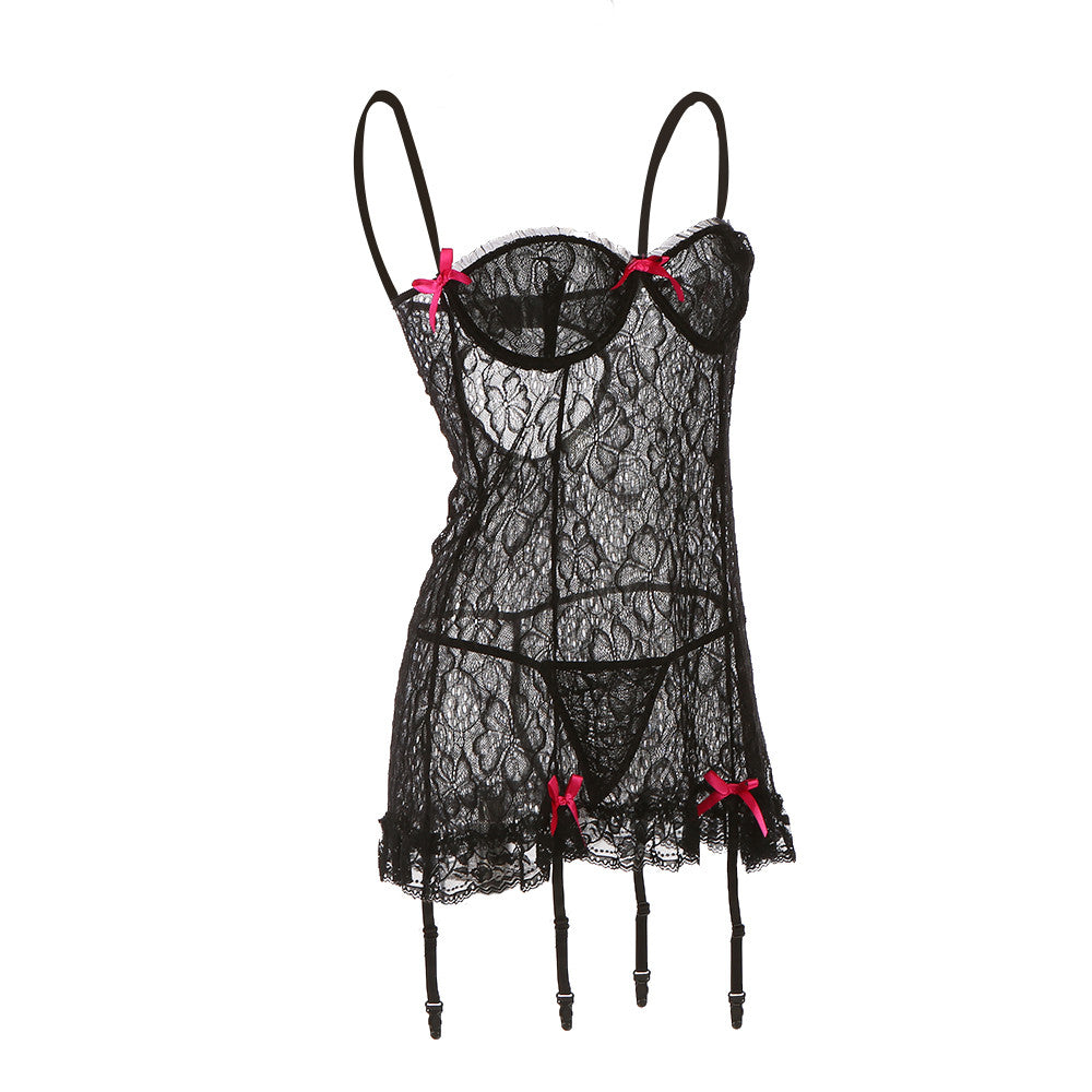 Moobody Plus Size See-through Woman Nightwear Sexy G-string Sleepwear Women Lace Lingerie Nightie Nighty Dress Nightgown XXXL