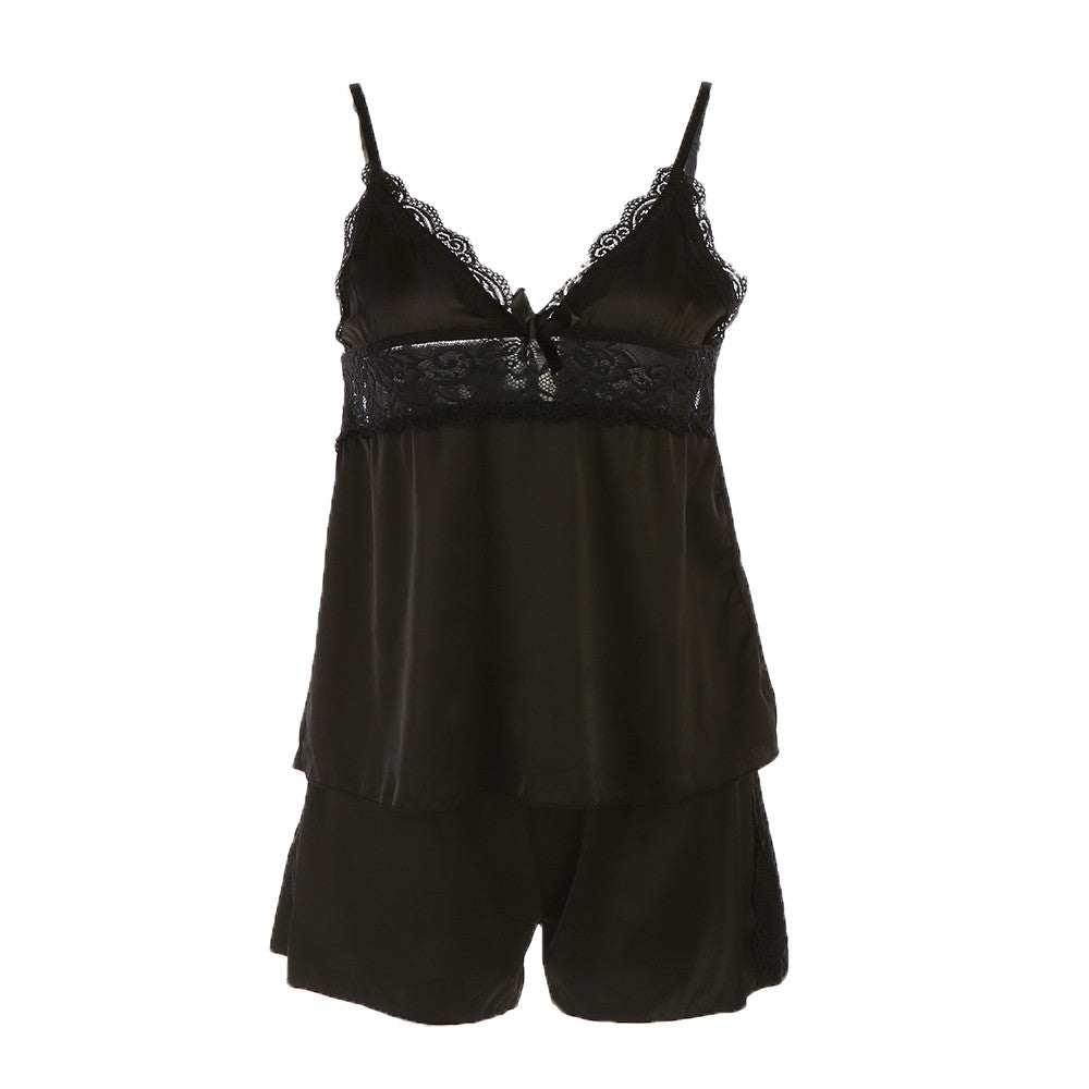 Moobody Sexy Black Satin Sleepwear Women Lace Nightwear Backless Lingerie Night Short Sets Ladies Nightgown Plus Size Nighty