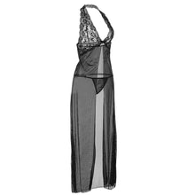 Moobody Women's See Through Sexy Sleepwear Transparente Roupa Feminina Long Gown Thongs Halter Dress Nightwear Lingerie Erotic