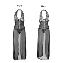 Moobody Women's See Through Sexy Sleepwear Transparente Roupa Feminina Long Gown Thongs Halter Dress Nightwear Lingerie Erotic