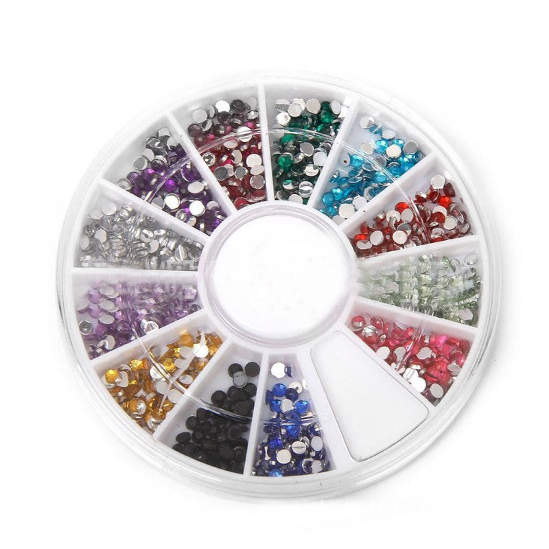 Nail Art Rhinestones decoration 3D Wheel Multi Color Glitter Gems Design stone Round Bling Crystal sticker Nail tools Y1