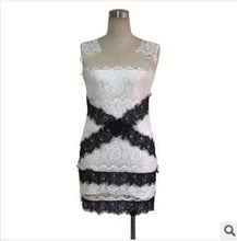 Sexy Vestido De Renda Black White Lace Pachwork Sleeveless Mini Dress Vestidos Plus Size Slim Bodycon Dress