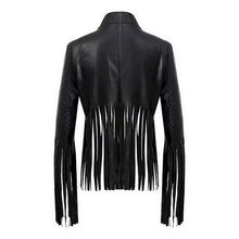 Black Leather Jacket Tassels Punk Motorcycle Women Jacket Slim Fringed Jacket Coat Women Chaquetas Mujer