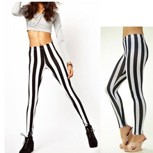 Sexy  Women Leggings Black White Vertical Stripe Zebra Ladies Leggings