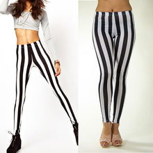 Sexy  Women Leggings Black White Vertical Stripe Zebra Ladies Leggings
