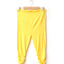 Pregnant Women Elastic Capris Pants Solid Pleated Cotton Maternity Clothes Leggings