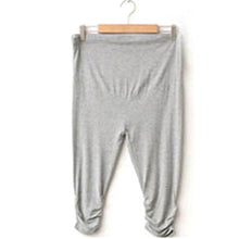 Pregnant Women Elastic Capris Pants Solid Pleated Cotton Maternity Clothes Leggings