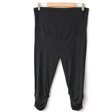 Pregnant Women Elastic Capris Pants Solid Pleated Cotton Maternity Clothes Leggings