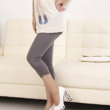 Pregnant Women Elastic Capris Pants Solid Pleated Cotton Maternity Clothes Leggings