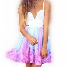 Casual Dress Women Sexy Back Cut Out Bandage Dress Gradient Starry Night Print Dress V neck Women Dresses XL