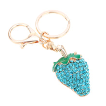 Design Shinning Rhinestone Strawberry Pendant Key Ring Key Chain Hollow Alloy Keychain  Jewelry