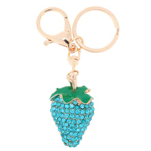 Design Shinning Rhinestone Strawberry Pendant Key Ring Key Chain Hollow Alloy Keychain  Jewelry