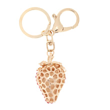 Design Shinning Rhinestone Strawberry Pendant Key Ring Key Chain Hollow Alloy Keychain  Jewelry