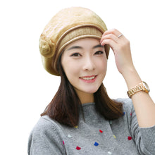 New Design Women Faux Rabbit Fur Beanie With Flower Crochet Warm And Cute Princess Rabbit Hat Knitted Beret Warm Cap