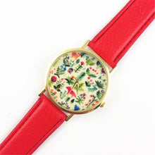 Fashion Design Women's Analog Quartz Wrist Watch Leather Animal Floral Printed Ladies Dress Watches