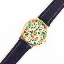 Fashion Design Women's Analog Quartz Wrist Watch Leather Animal Floral Printed Ladies Dress Watches