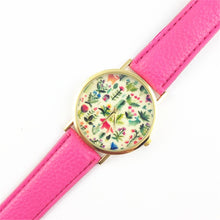 Fashion Design Women's Analog Quartz Wrist Watch Leather Animal Floral Printed Ladies Dress Watches