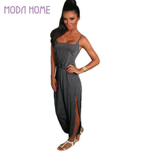 Jumpsuit Women Rompers Spaghetti Strap Drawstring Waist Side Split Solid Playsuit Overalls Light Grey/Grey