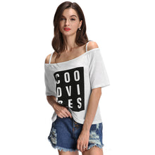 Letter Print Tshirt Women Slash Neck Stripes Tee Shirt Short Sleeves Asymmetric Hem T-shirt Casual Women Tops White
